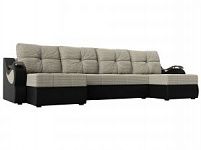 П-образный диван Меркурий (Рогожка\Экокожа Корфу 02\черный)