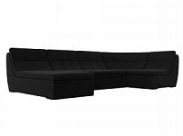 П-образный модульный диван Холидей (Микровельвет Черный)