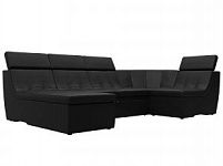 П-образный модульный диван Холидей Люкс (Экокожа Черный)