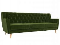 Прямой диван Брайтон 3 Люкс (Микровельвет Зеленый)