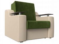 Кресло-кровать Сенатор 60 (Микровельвет;Экокожа Зеленый\Бежевый)