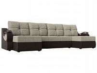 П-образный диван Меркурий (Рогожка\Экокожа Корфу 02\коричневый)