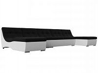 П-образный модульный диван Монреаль Long (Микровельвет\Экокожа Черный\Белый)