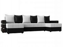 П-образный диван Венеция (Экокожа Белый\Черный)