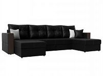 П-образный диван Валенсия (Экокожа Черный\Белый)
