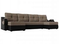 П-образный диван Меркурий (Рогожка\Экокожа Корфу 03\черный)