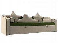 Детский диван-кровать Рико (Микровельвет Зеленый\Бежевый)