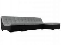 Угловой модульный диван Монреаль (Рогожка\Экокожа Серый\Черный)