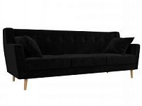 Прямой диван Брайтон 3 (Велюр Черный)