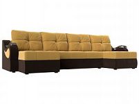 П-образный диван Меркурий (Микровельвет Желтый\коричневый)