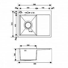 Кухонный набор MRK-5851 2 в 1 РМС (мойка + дозатор) (стальная)