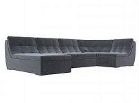 П-образный модульный диван Холидей (Велюр Серый)