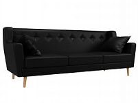 Прямой диван Брайтон 3 (Экокожа Черный)