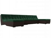 П-образный модульный диван Монреаль Long (Велюр\Экокожа Зеленый\Коричневый)