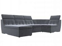 П-образный модульный диван Холидей Люкс (Велюр Серый)