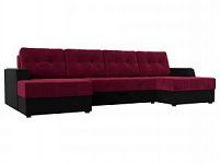 П-образный диван Эмир (Микровельвет Бордовый\Черный)