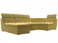 П-образный модульный диван Холидей Люкс (Микровельвет Желтый)