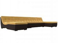 П-образный модульный диван Монреаль Long (Микровельвет\Экокожа Желтый\коричневый)
