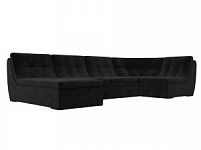 П-образный модульный диван Холидей (Велюр Черный)