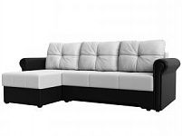 Угловой диван Леон левый угол (Экокожа Белый\Черный)