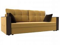 Прямой диван Валенсия Лайт (Микровельвет Желтый\коричневый)