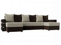 П-образный диван Венеция (Рогожка\Микровельвет Корфу 02\коричневый)