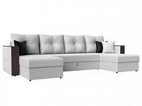 П-образный диван Валенсия (Экокожа Белый\Черный)
