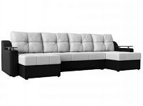 П-образный диван Сенатор (Экокожа Белый\Черный)