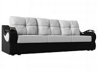Прямой диван Меркурий еврокнижка (Экокожа Белый\Черный)