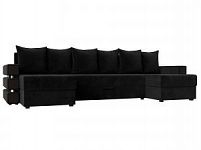 П-образный диван Венеция (Велюр Черный)
