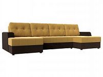 П-образный диван Эмир (Микровельвет Желтый\коричневый)