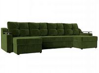 П-образный диван Сенатор (Микровельвет Зеленый)