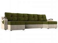П-образный диван Меркурий (Микровельвет Зеленый\Бежевый)