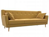 Прямой диван Брайтон 3 (Микровельвет Желтый)