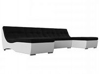 П-образный модульный диван Монреаль (Микровельвет\Экокожа Черный\Белый)
