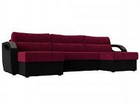 П-образный диван Форсайт (Микровельвет Бордовый\Черный)