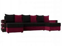 П-образный диван Венеция (Микровельвет Черный\Бордовый)