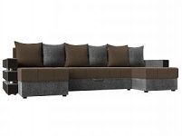 П-образный диван Венеция (Рогожка Коричневый\Серый)