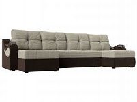 П-образный диван Меркурий (Рогожка\Микровельвет Корфу 02\коричневый)