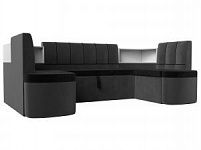 П-образный диван Тефида (Велюр черный\серый)