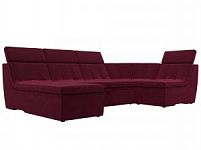 П-образный модульный диван Холидей Люкс (Микровельвет Бордовый)