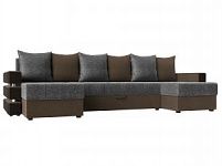 П-образный диван Венеция (Рогожка Серый\Коричневый)