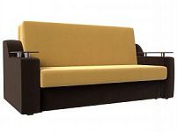 Прямой диван аккордеон Сенатор 140 (Микровельвет Желтый\коричневый)