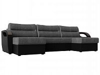 П-образный диван Форсайт (Рогожка\Экокожа Серый\Черный)