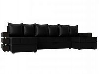 П-образный диван Венеция (Экокожа Черный)