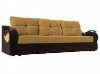 Прямой диван Меркурий еврокнижка (Микровельвет Желтый\коричневый)