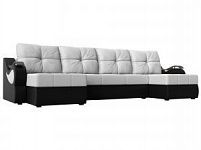 П-образный диван Меркурий (Экокожа Белый\Черный)