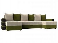 П-образный диван Венеция (Микровельвет Бежевый\Зеленый)