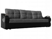Прямой диван Меркурий еврокнижка (Рогожка\Экокожа Серый\Черный)