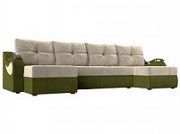 П-образный диван Меркурий (Микровельвет Бежевый\Зеленый)